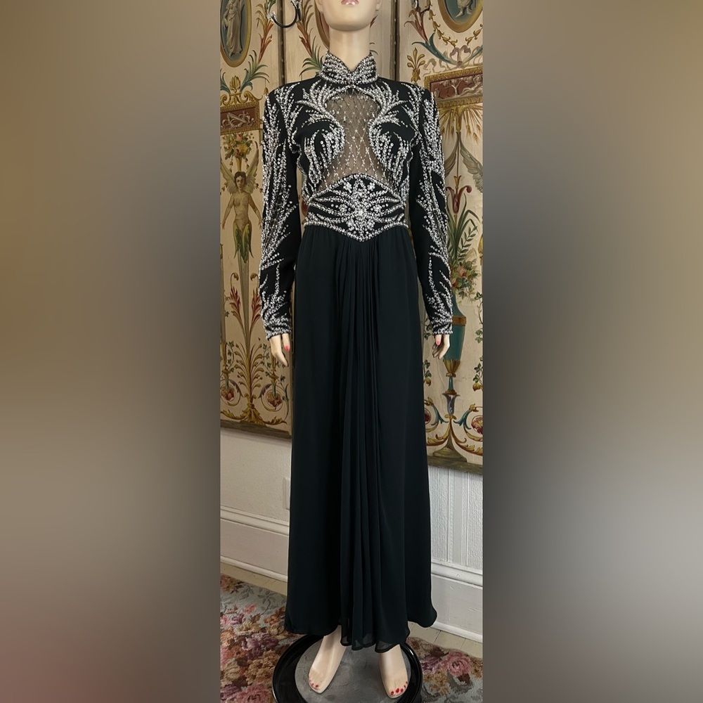 Vintage Black Tie Oleg Cassini Dress - Picture 9 of 16